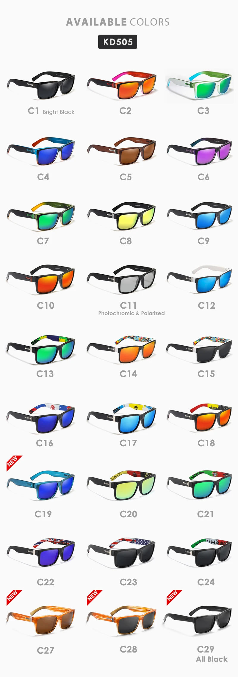 KDEAM Revamp Of Sport Men Sunglasses Polarized Shockingly Colors Sun Glasses Outdoor Driving Photochromic Sunglass With Box - chinatopmarket