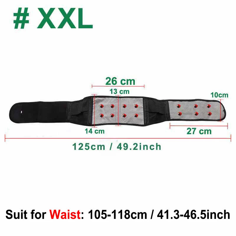 Tcare M - 4XL Adjustable Tourmaline Self Heating Magnetic Therapy Back Waist Support Belt Lumbar Brace Massage Band Health Care - chinatopmarket
