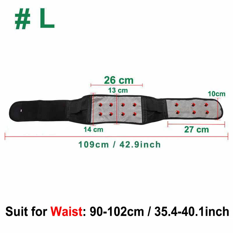 Tcare M - 4XL Adjustable Tourmaline Self Heating Magnetic Therapy Back Waist Support Belt Lumbar Brace Massage Band Health Care - chinatopmarket