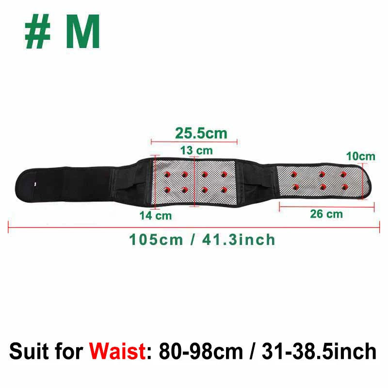 Tcare M - 4XL Adjustable Tourmaline Self Heating Magnetic Therapy Back Waist Support Belt Lumbar Brace Massage Band Health Care - chinatopmarket