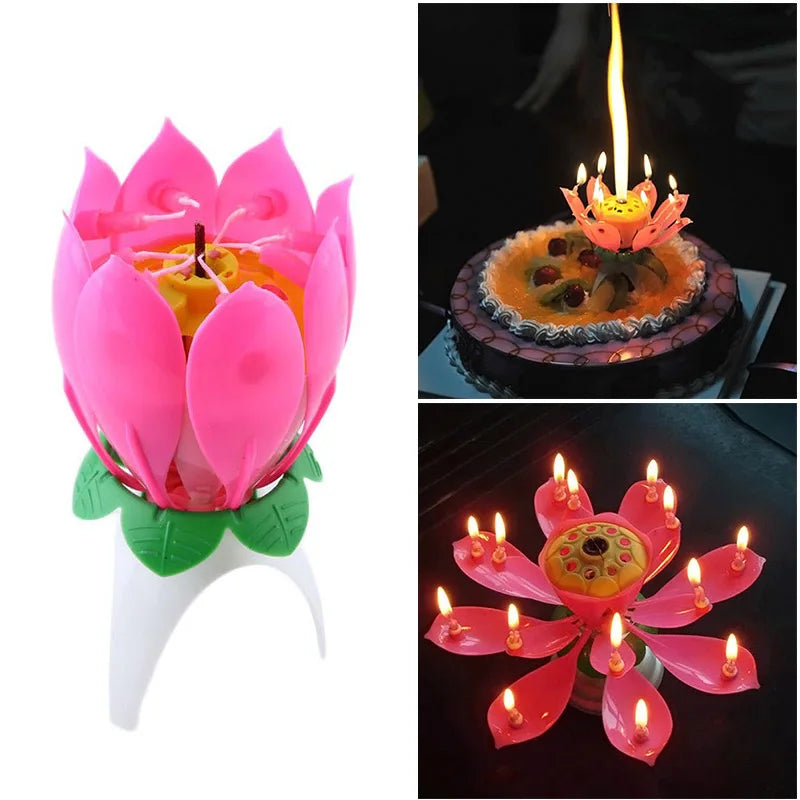 Joy Singing Music Birthday Candle Monolayer Lotus Candle Flowering Music Candle LBShipping - chinatopmarket