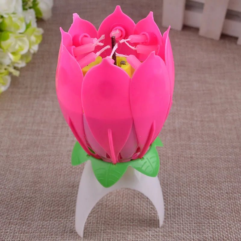 Joy Singing Music Birthday Candle Monolayer Lotus Candle Flowering Music Candle LBShipping - chinatopmarket