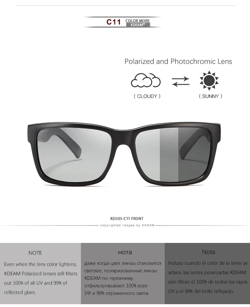KDEAM Revamp Of Sport Men Sunglasses Polarized Shockingly Colors Sun Glasses Outdoor Driving Photochromic Sunglass With Box - chinatopmarket