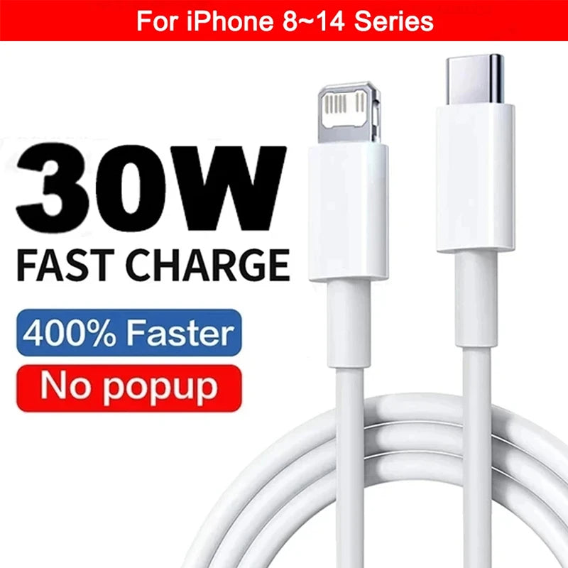 PD 30W USB Cable For Apple iPhone 15 14 13 12 11 Pro Max 7 8 Plus XS X XR Fast Charging USB C Cable Charge Date Wire Accessories - chinatopmarket