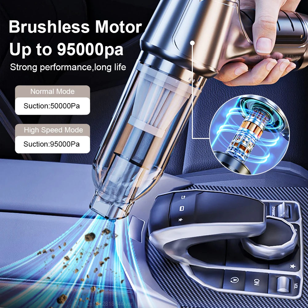 Car Vacuum Cleaner Powerful Wireless car vacuum cleaner 95000PA Strong Suction Handheld Wireless Vehicle Vacuum Cleaner for Car - chinatopmarket