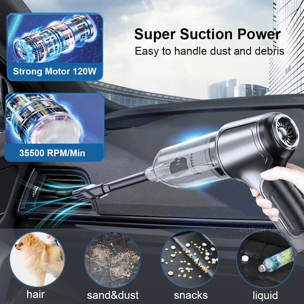 Car Vacuum Cleaner Powerful Wireless car vacuum cleaner 95000PA Strong Suction Handheld Wireless Vehicle Vacuum Cleaner for Car - chinatopmarket