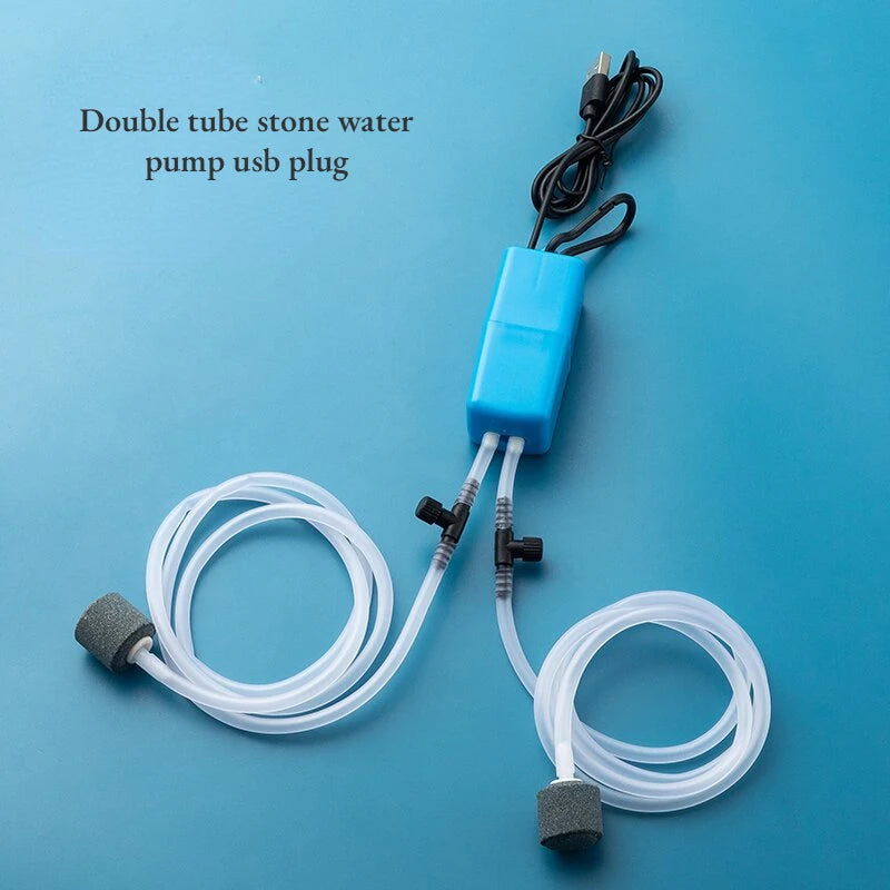 Mini Aquarium Air Pump Kit Oxygen Pump with Air Stone,Silent High Energy Efficient,USB Aquarium Filter, Fishing Tank Accessories - chinatopmarket