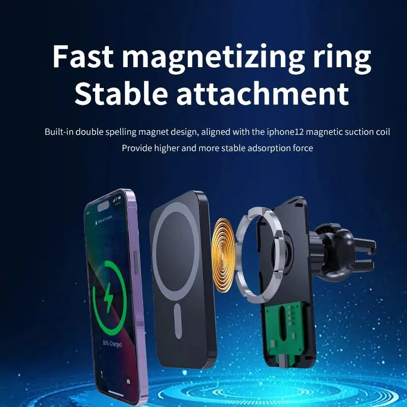 30W Magnetic Car Wireless Charger For iPhone 15 14 13 12 Pro Max Mini Macsafe Car Phone Holder Stand Mount Fast Charging Station - chinatopmarket