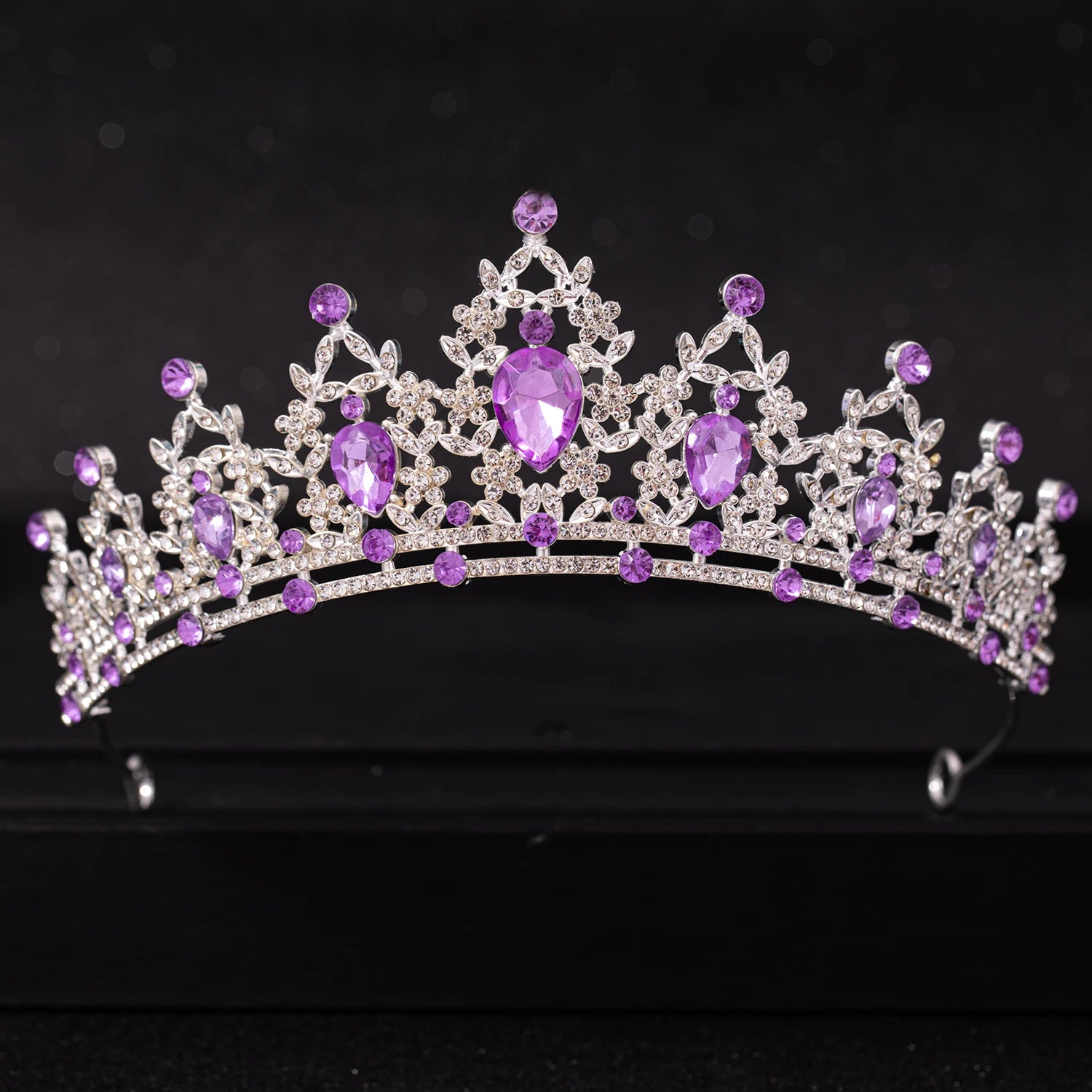 Wedding Hair Tiara Crystal Bridal Tiara Crown Silver Color Diadem Veil Tiaras Wedding Hair Accessories Headpieces Head Jewelry - chinatopmarket