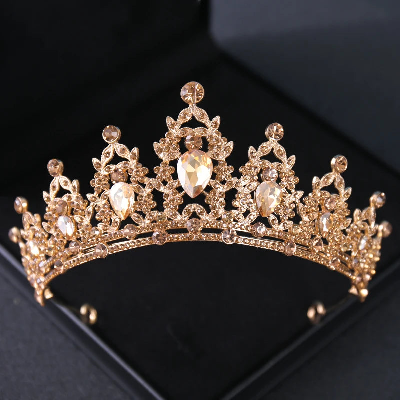 Wedding Hair Tiara Crystal Bridal Tiara Crown Silver Color Diadem Veil Tiaras Wedding Hair Accessories Headpieces Head Jewelry - chinatopmarket