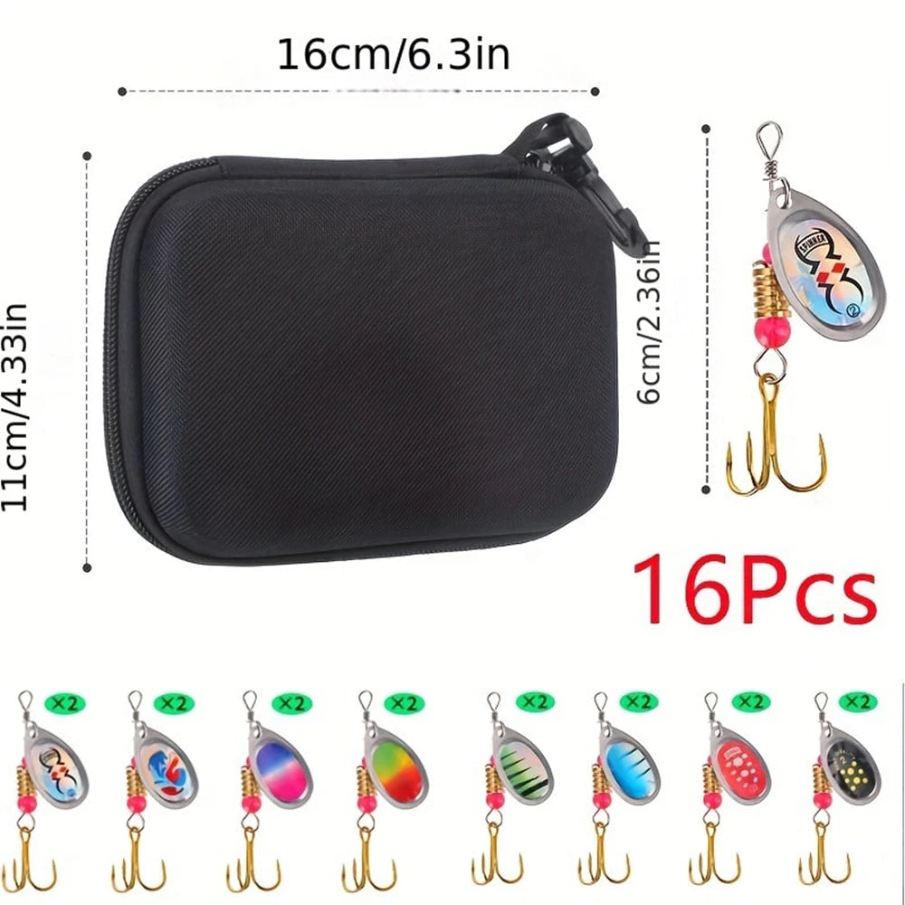 16pcs Metal Spinner Bait Fishing Lure Artificial SpinnerBait For Pike Bass Trout Fishing With Fishing Bag - chinatopmarket