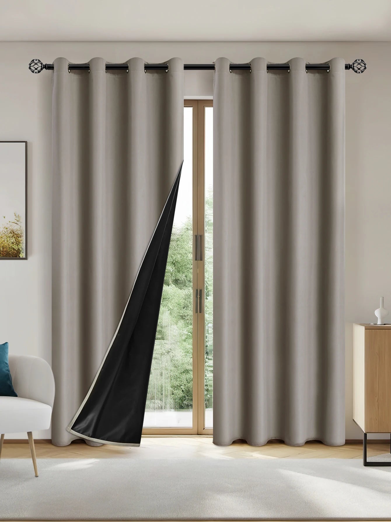 1panel Solid 100% Blackout Curtains with Grommets, Total Privacy Drapes for Bedroom, Living Room, Home Decor,Lightweight Curtain - chinatopmarket