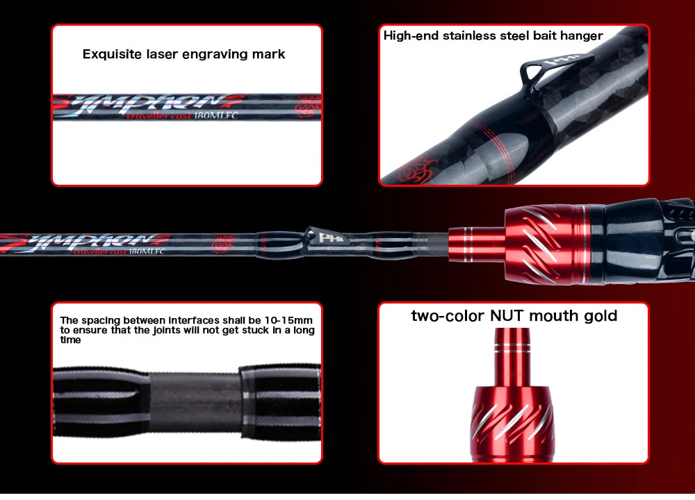 BIUTIFU Traveller Spinning Casting Fuji Lure Mini Rock Fishing Rod 1.8/2.1/2.4/2.7/3.0m Carbon Baitcasting PHISHGER Fast 5-42g - chinatopmarket