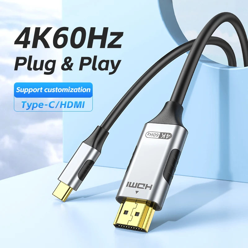 USB C to HDMI Cable 8K@60Hz 4K@120Hz Type C to HDMI-Compatible HDTV Cable for TV Converter MacBook Air iPad USB-C HDMI Adapter - chinatopmarket