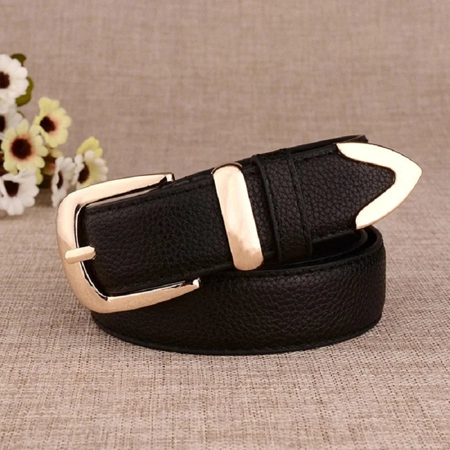 Women's Trousers Belt  Leather Trend White Belt Fashion High Quality Trouser Belts Solid Vintage Pin Buckle Ladies Strap LB2146- - chinatopmarket