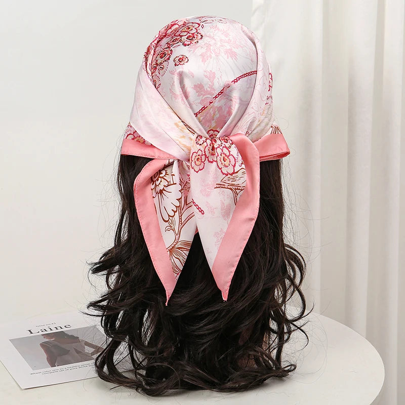 2025 New Fashion 70X70cmPrinted Women's Scarf Pashmina Silk Scarf Square Shawl Decorative Headband Neck Luxury Design Bandana - chinatopmarket