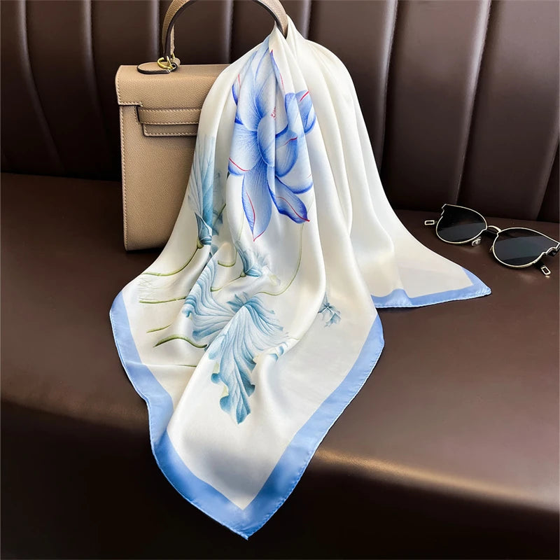 2025 New Fashion 70X70cmPrinted Women's Scarf Pashmina Silk Scarf Square Shawl Decorative Headband Neck Luxury Design Bandana - chinatopmarket