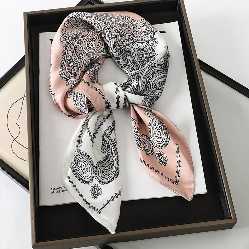 2025 New Fashion 70X70cmPrinted Women's Scarf Pashmina Silk Scarf Square Shawl Decorative Headband Neck Luxury Design Bandana - chinatopmarket