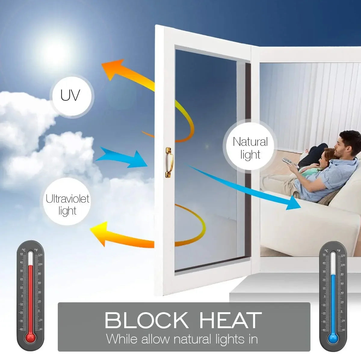 Multi-size One Way Mirror Window Film Privacy Sun Blocking Glass Sticker Heat Control Reflective Film Self Adhesive Window Tint - chinatopmarket