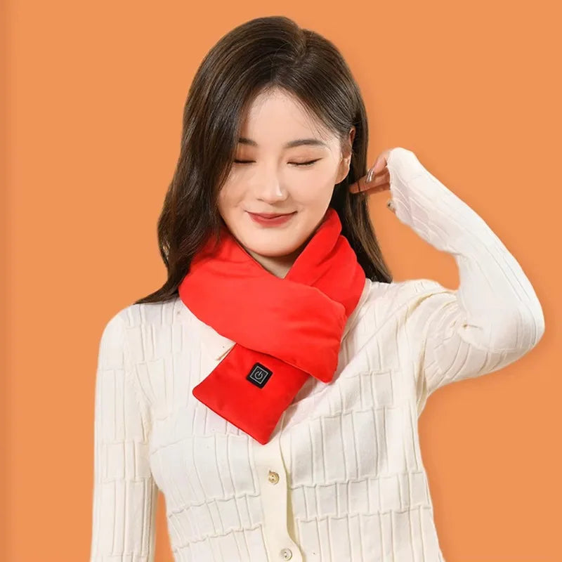 USB Women Men Heating Scarf Temperature Scarf 3 Gears Wrap Fleece Washable Electric Neck Warmer Not Inclound Battery for Camping - chinatopmarket