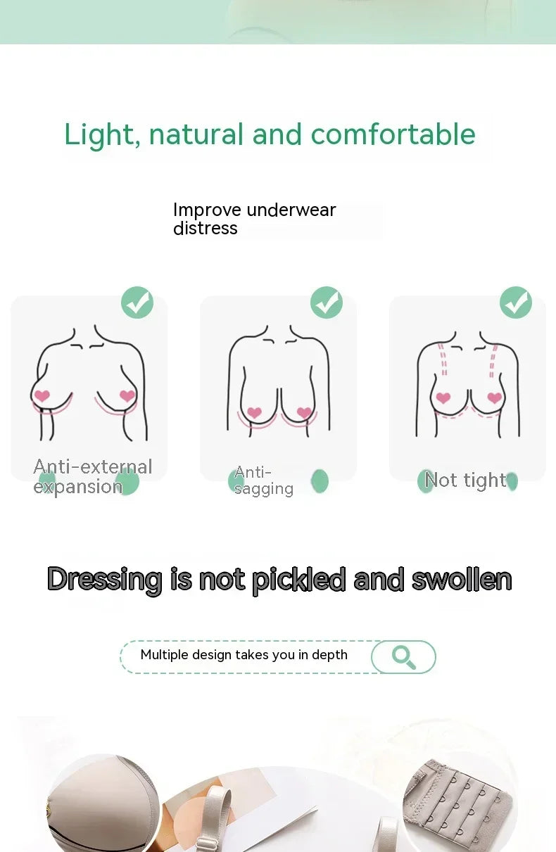 Mom Brassiere Without Steel Ring Breathable Gathered Ladies Underwear Non-magnetic Thin Cup Glossy Obese Female Ladies Bra - chinatopmarket
