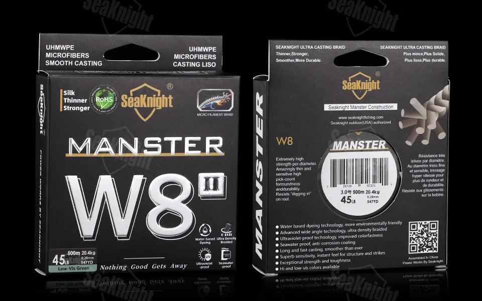 SeaKnight Brand W8 II Series Fishing Lines 8 Weaves 500m 300m 150m Upgrade Strong Braided PE Line for Seawater fishing 15-100LBs - chinatopmarket