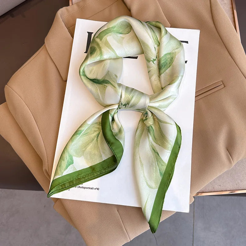 2025 New Fashion 70X70cmPrinted Women's Scarf Pashmina Silk Scarf Square Shawl Decorative Headband Neck Luxury Design Bandana - chinatopmarket