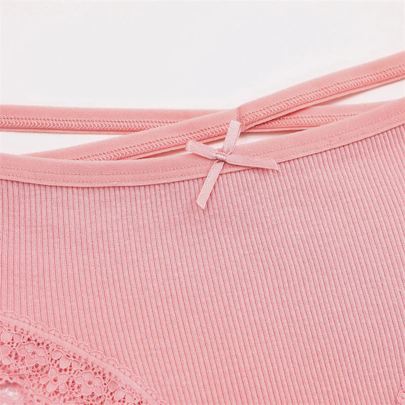 3PCS/Set Women Cotton Panties Sexy Low Rise Lace Brazilian Panties Hollow Out Soft Breathable Lingerie Female Bow Underwear S-XL - chinatopmarket