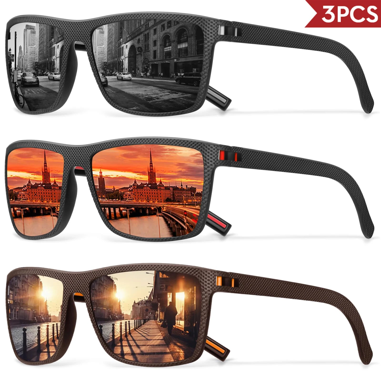3/4 Pack New Designer Box Polarized Colorful Sunglasses for Men and Women Suitable for Driving, Fishing, Outdoor Sports UV400 - chinatopmarket