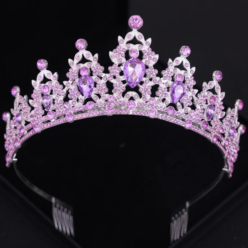 Wedding Hair Tiara Crystal Bridal Tiara Crown Silver Color Diadem Veil Tiaras Wedding Hair Accessories Headpieces Head Jewelry - chinatopmarket