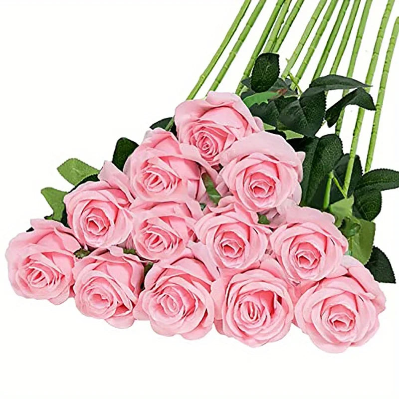 12pcs Realistic Artificial Rose Bouquet for Weddings, Birthdays, and More  for Floral Arrangements and Home Decor - chinatopmarket
