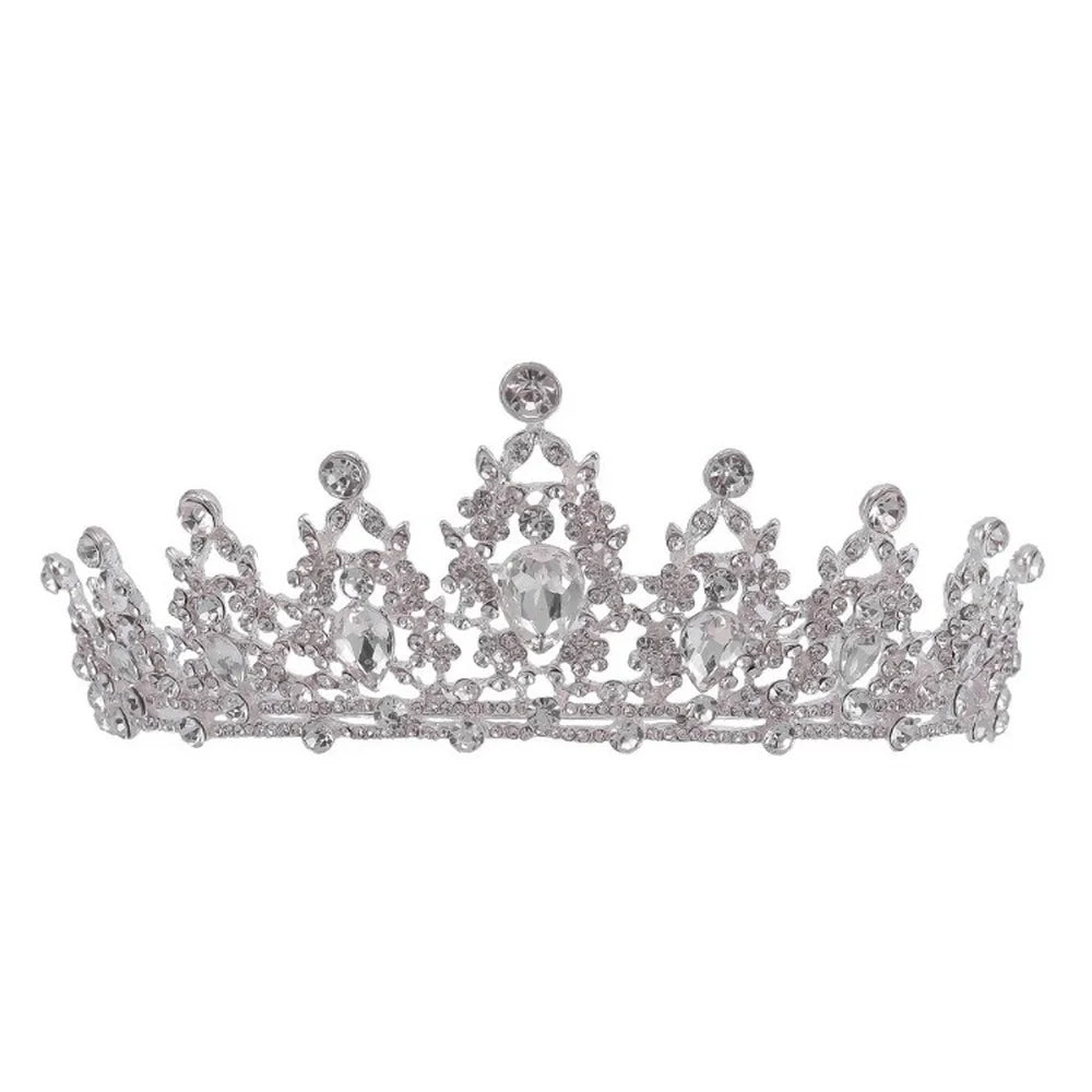 Wedding Hair Tiara Crystal Bridal Tiara Crown Silver Color Diadem Veil Tiaras Wedding Hair Accessories Headpieces Head Jewelry - chinatopmarket
