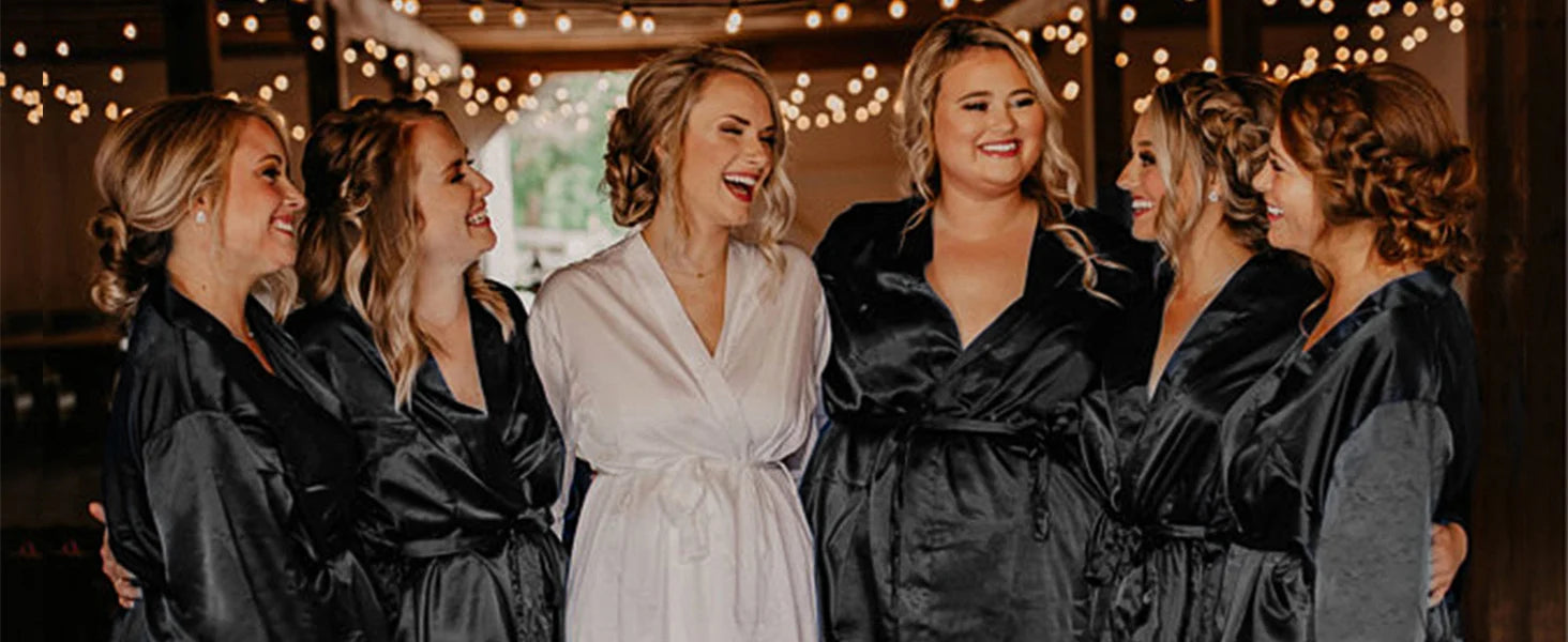 RB032 2018 New Silk Kimono Robe Bathrobe Women Silk Bridesmaid Robes Sexy Navy Blue Robes Satin Robe Ladies Dressing Gowns - chinatopmarket