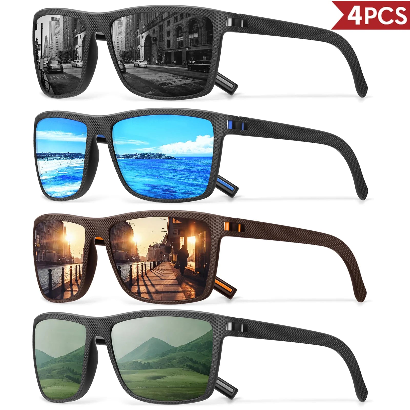 3/4 Pack New Designer Box Polarized Colorful Sunglasses for Men and Women Suitable for Driving, Fishing, Outdoor Sports UV400 - chinatopmarket
