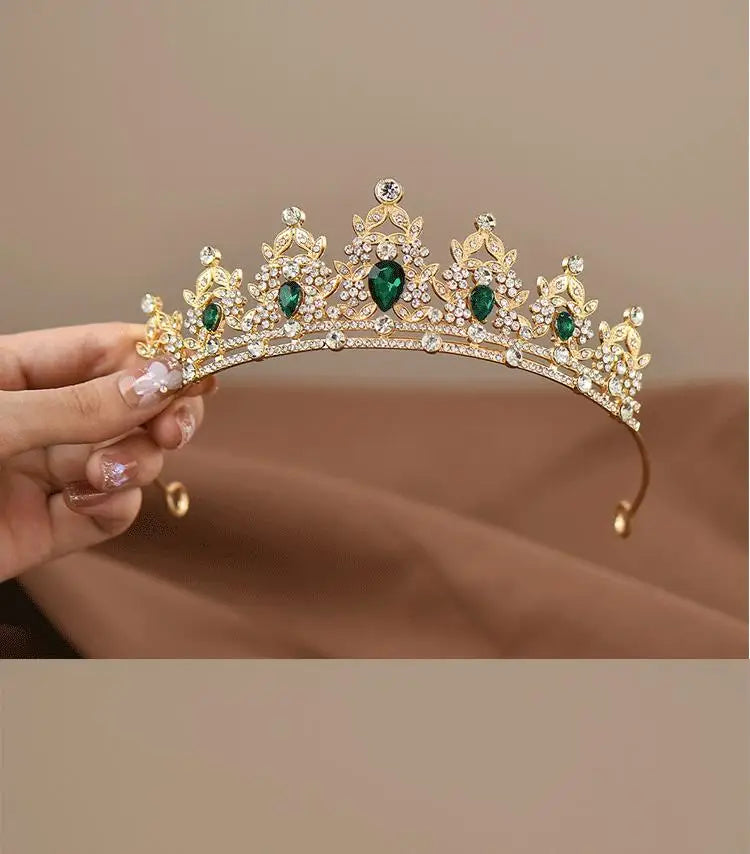 Children's Princess Crown Crystal Tiara Girls Hair Accessories High-end Atmosphere Dance Performance Birthday Gift Crown - chinatopmarket