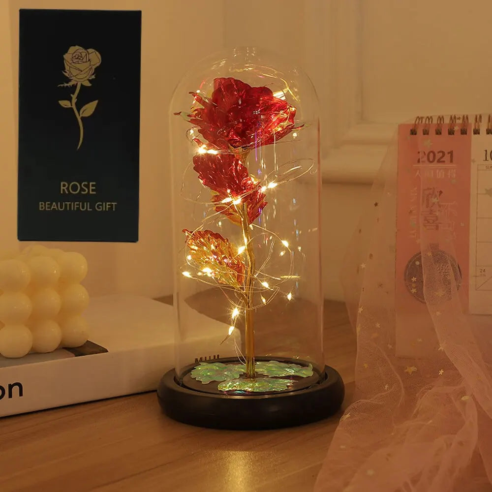 1pc Hot LED Enchanted Galaxy Rose Eternal Beauty Rose With Fairy Lights in Dome for Valentine's Day Wedding Party Mother's Day - chinatopmarket