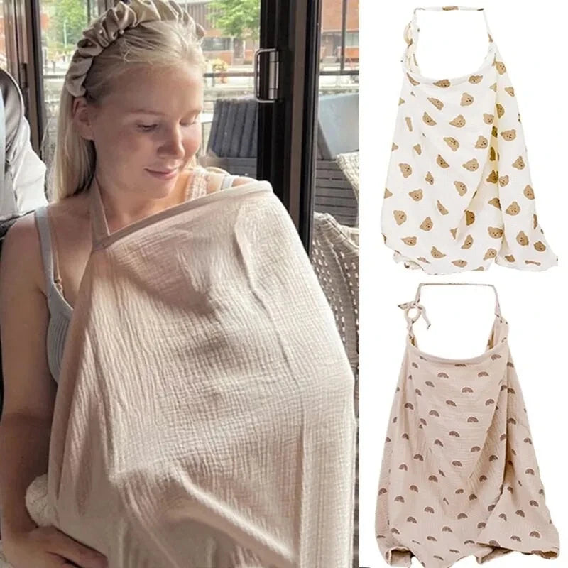 Breathable Baby Nursing Cover Maternity Breastfeeding Cover Cotton Muslin Baby Feeding Blanket Privacy Apron Stroller Blankets - chinatopmarket