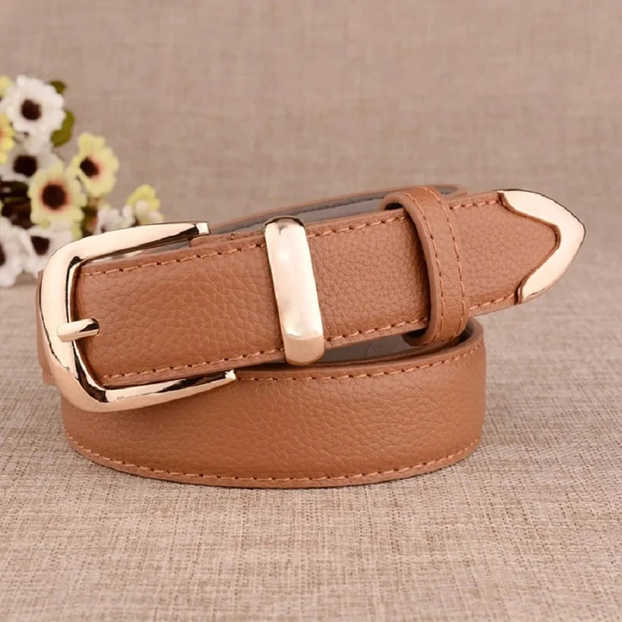 Women's Trousers Belt  Leather Trend White Belt Fashion High Quality Trouser Belts Solid Vintage Pin Buckle Ladies Strap LB2146- - chinatopmarket