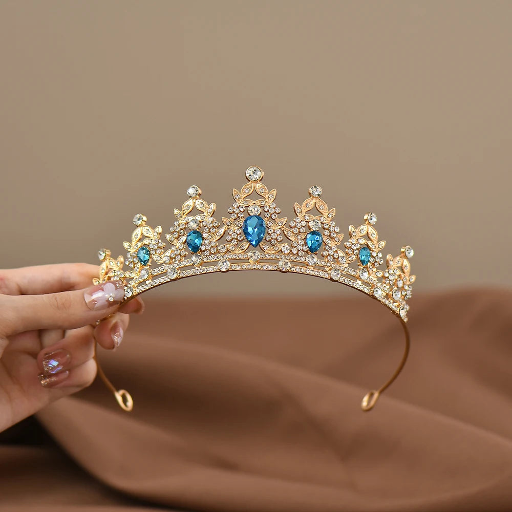 Children's Princess Crown Crystal Tiara Girls Hair Accessories High-end Atmosphere Dance Performance Birthday Gift Crown - chinatopmarket