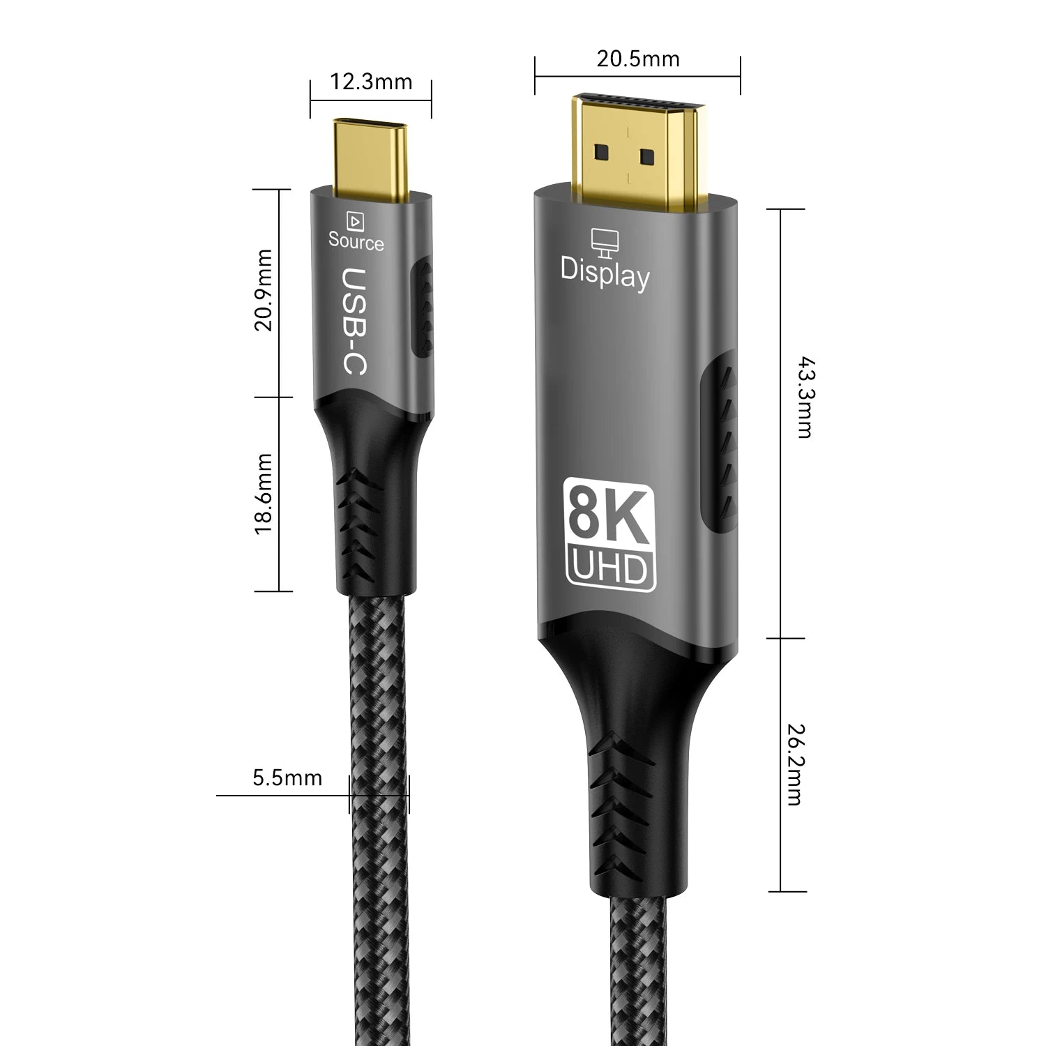 USB C to HDMI Cable 8K@60Hz 4K@120Hz Type C to HDMI-Compatible HDTV Cable for TV Converter MacBook Air iPad USB-C HDMI Adapter - chinatopmarket
