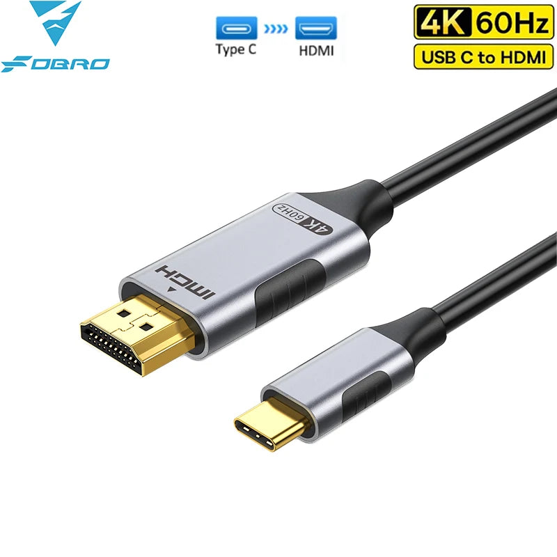 USB C to HDMI Cable 8K@60Hz 4K@120Hz Type C to HDMI-Compatible HDTV Cable for TV Converter MacBook Air iPad USB-C HDMI Adapter - chinatopmarket