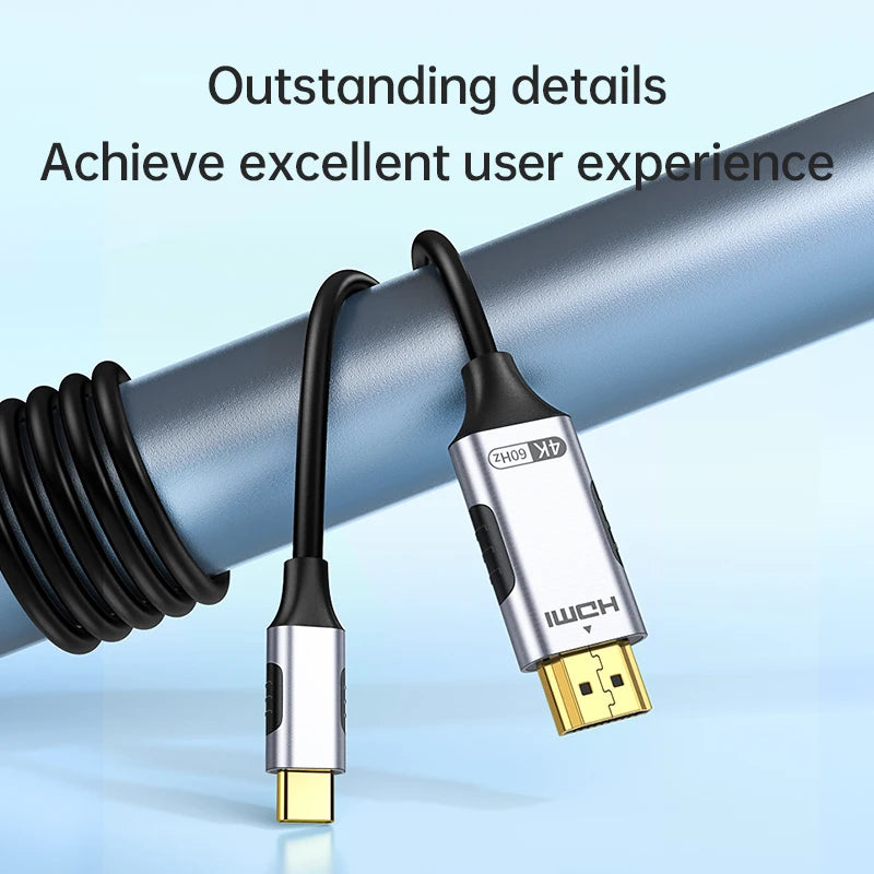 USB C to HDMI Cable 8K@60Hz 4K@120Hz Type C to HDMI-Compatible HDTV Cable for TV Converter MacBook Air iPad USB-C HDMI Adapter - chinatopmarket