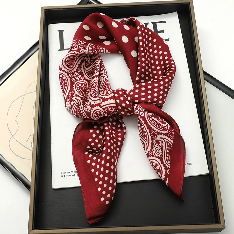 2025 New Fashion 70X70cmPrinted Women's Scarf Pashmina Silk Scarf Square Shawl Decorative Headband Neck Luxury Design Bandana - chinatopmarket