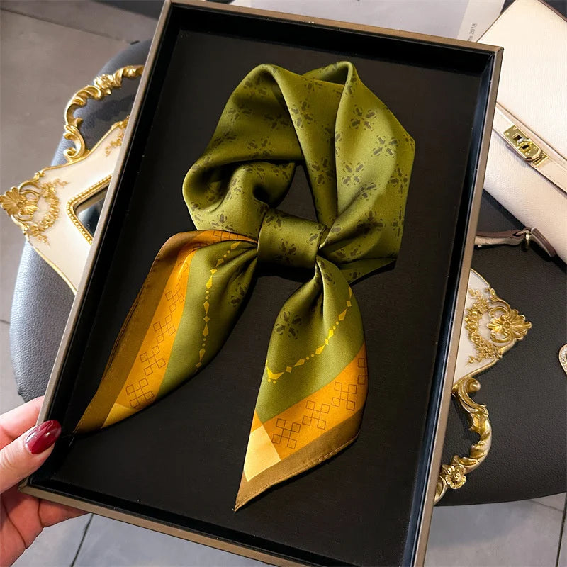 2025 New Fashion 70X70cmPrinted Women's Scarf Pashmina Silk Scarf Square Shawl Decorative Headband Neck Luxury Design Bandana - chinatopmarket
