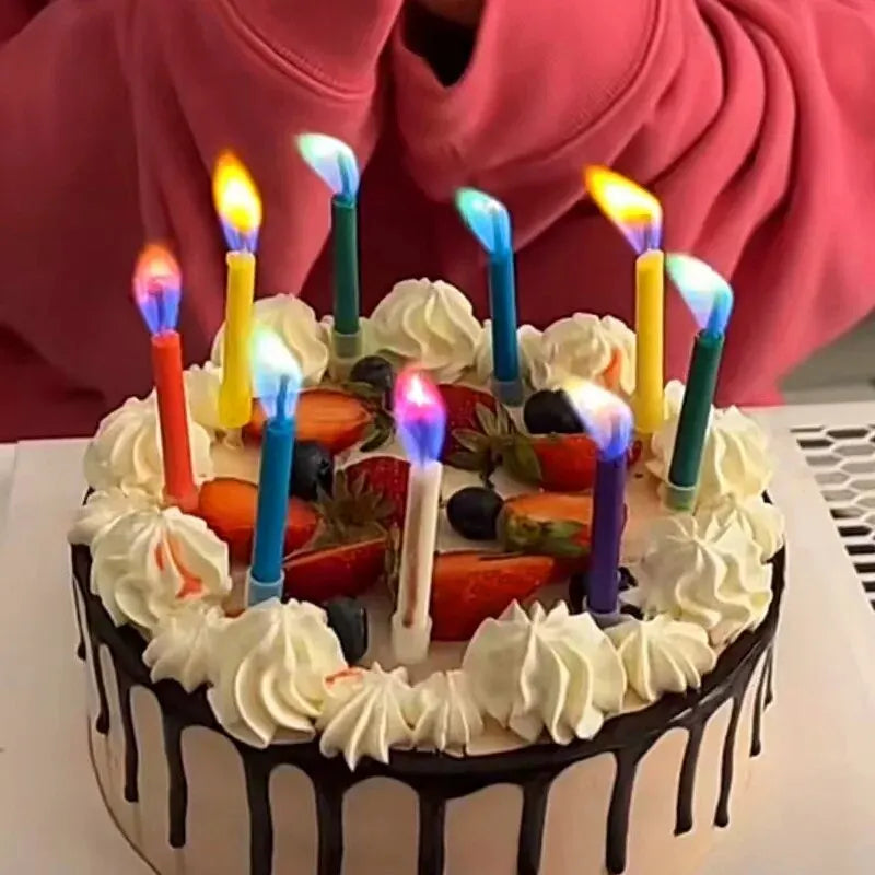 Colored Birthday Party Supplies 6/12pcs Wedding Colorful Multicolor Candles Safe Flames Dessert Cake Candles Decoration - chinatopmarket