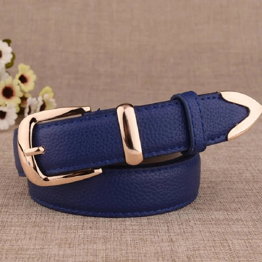 Women's Trousers Belt  Leather Trend White Belt Fashion High Quality Trouser Belts Solid Vintage Pin Buckle Ladies Strap LB2146- - chinatopmarket