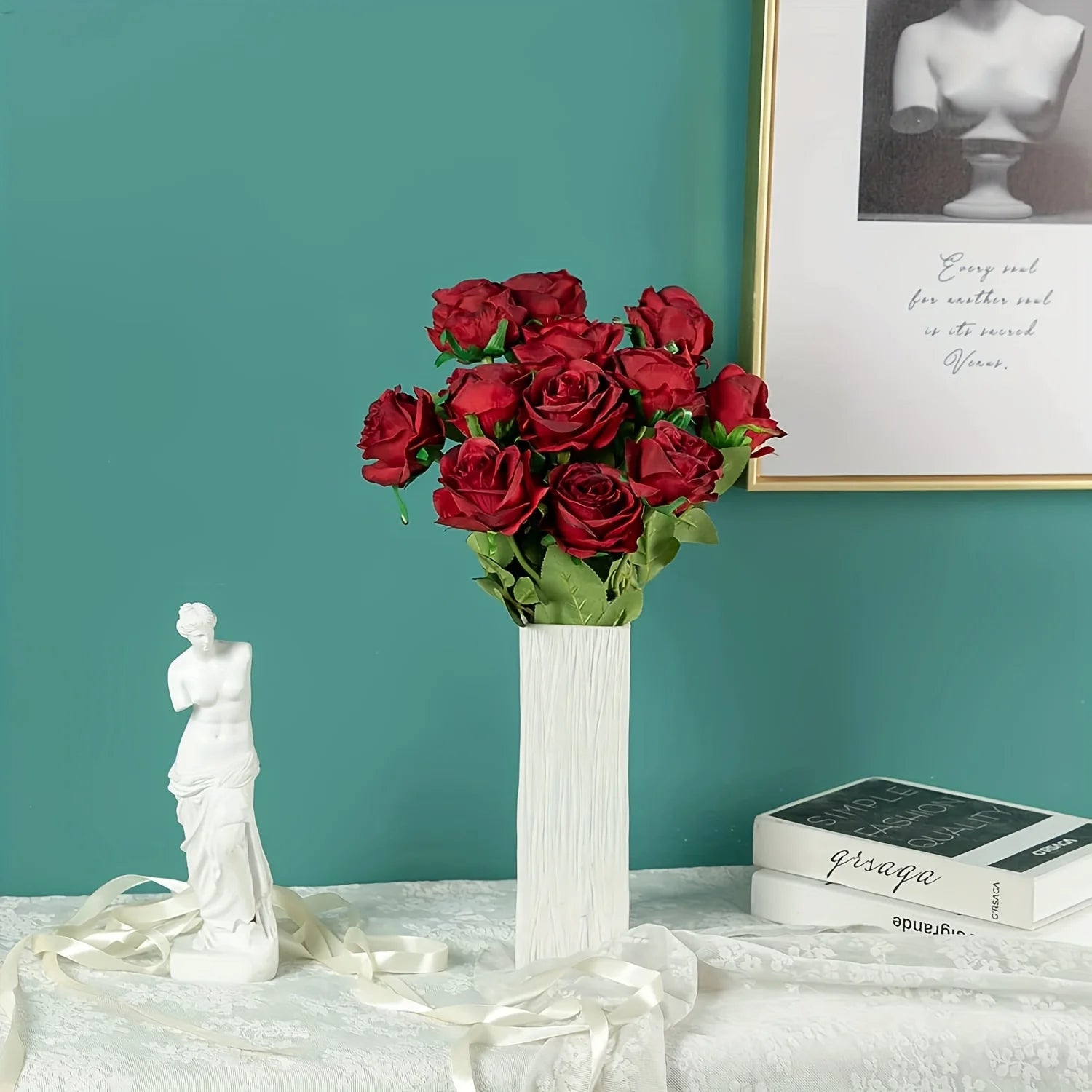 12pcs Realistic Artificial Rose Bouquet for Weddings, Birthdays, and More  for Floral Arrangements and Home Decor - chinatopmarket