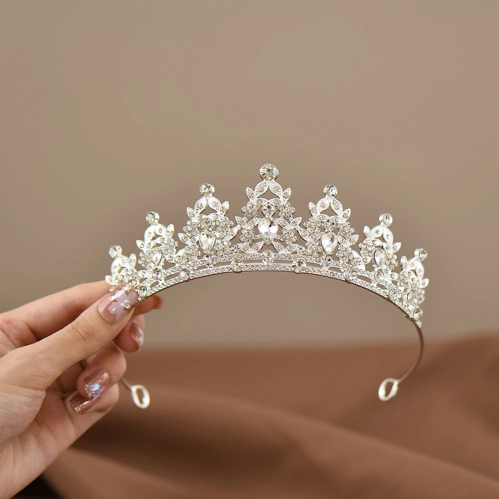 Children's Princess Crown Crystal Tiara Girls Hair Accessories High-end Atmosphere Dance Performance Birthday Gift Crown - chinatopmarket