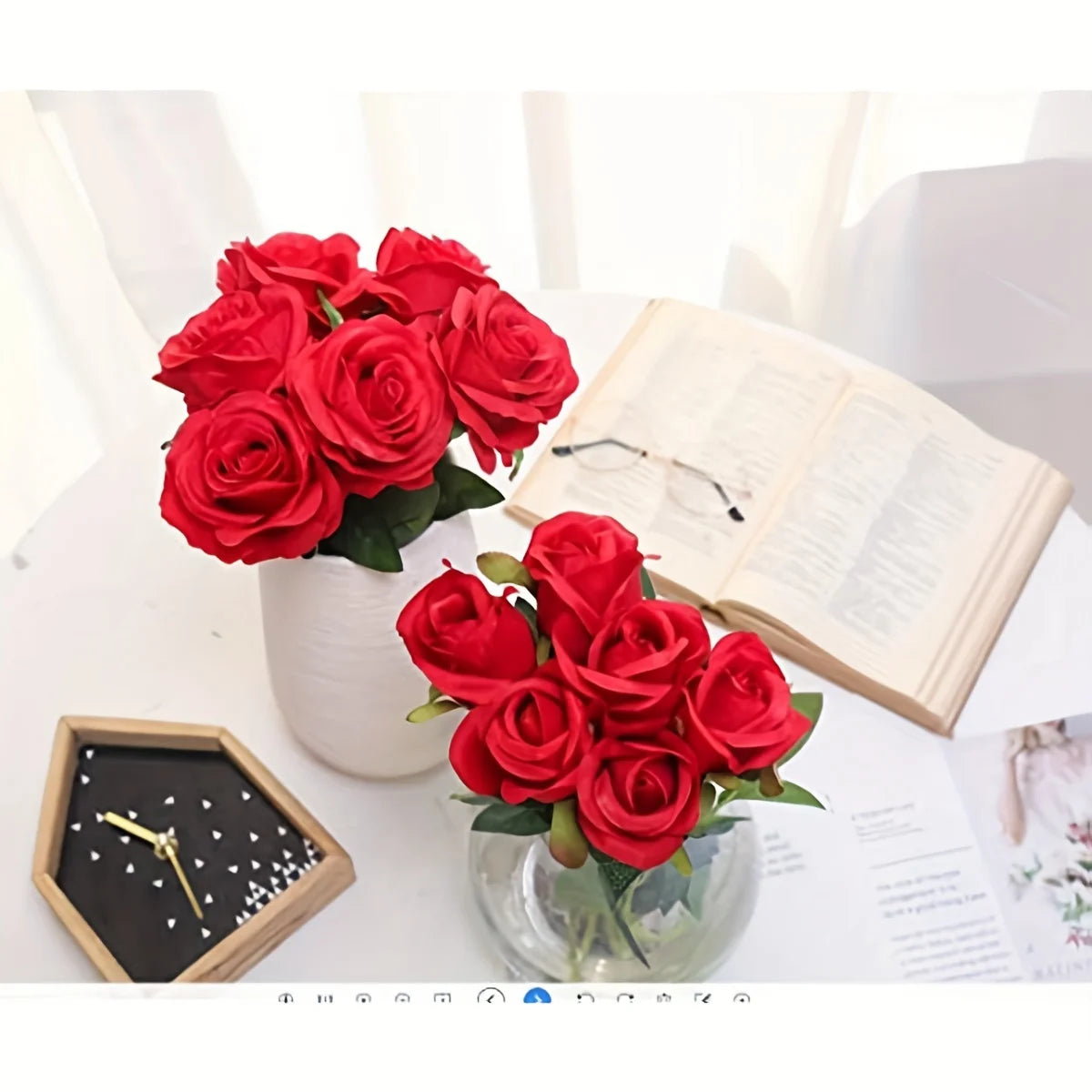 12pcs Realistic Artificial Rose Bouquet for Weddings, Birthdays, and More  for Floral Arrangements and Home Decor - chinatopmarket