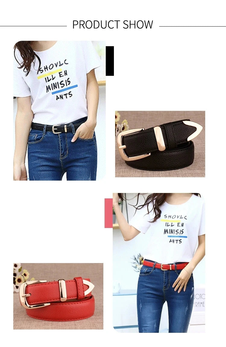 Women's Trousers Belt  Leather Trend White Belt Fashion High Quality Trouser Belts Solid Vintage Pin Buckle Ladies Strap LB2146- - chinatopmarket